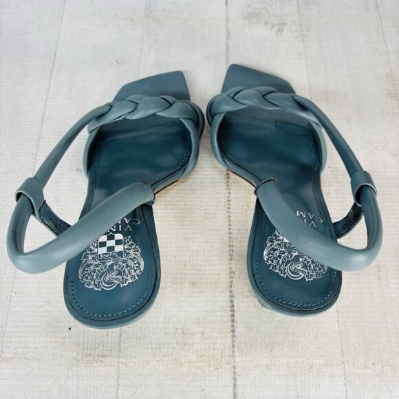 Vince Camuto BELJIYA Slate Teal Leather Chunky Braided Square Toe Sandals Sz 6 M - Picture 8 of 12